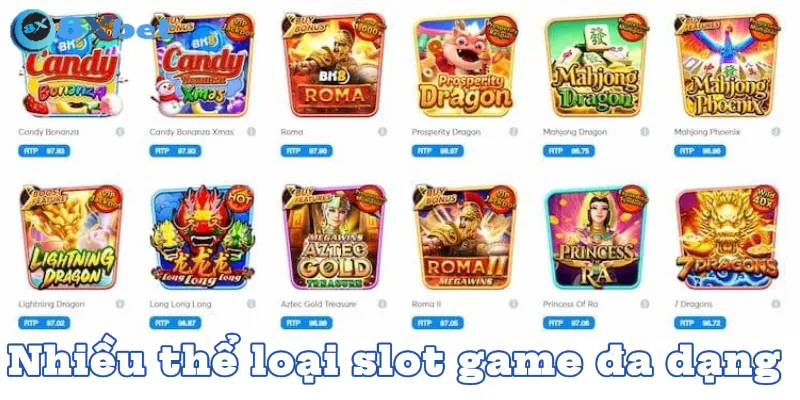 Nhiều thể loại slot game đa dạng